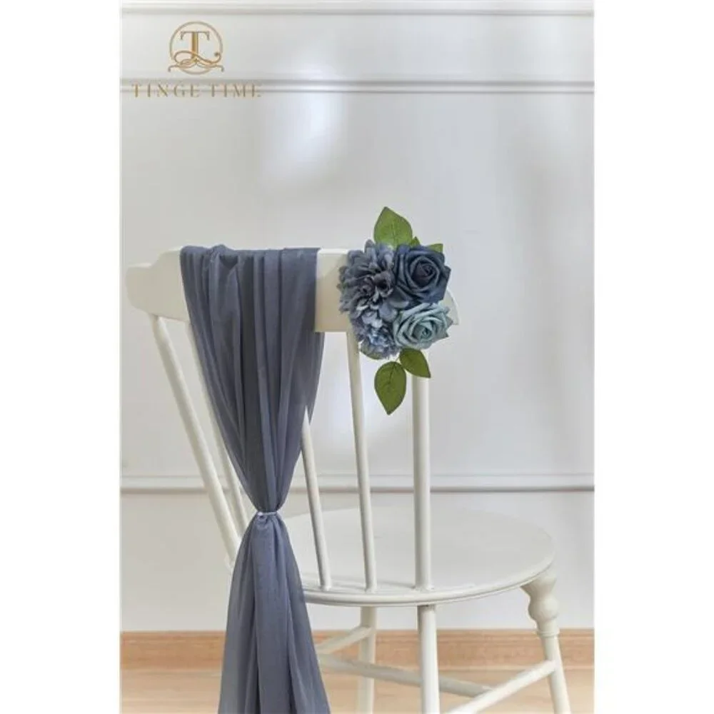 Dusty Blue Artificial Roses Combo Box Fake Flowers for Wedding Bouquets Centerpi